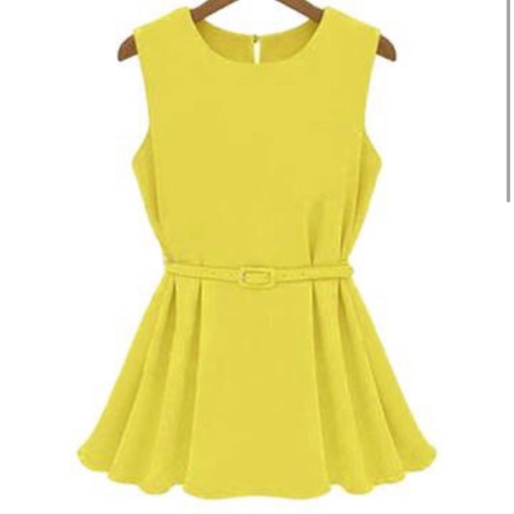 Chiffon Yellow Sleeveless Blouse Multiple Sizes